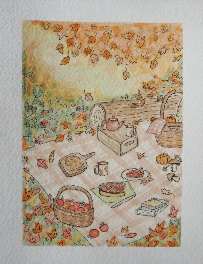 Illustration aquarelle picnic