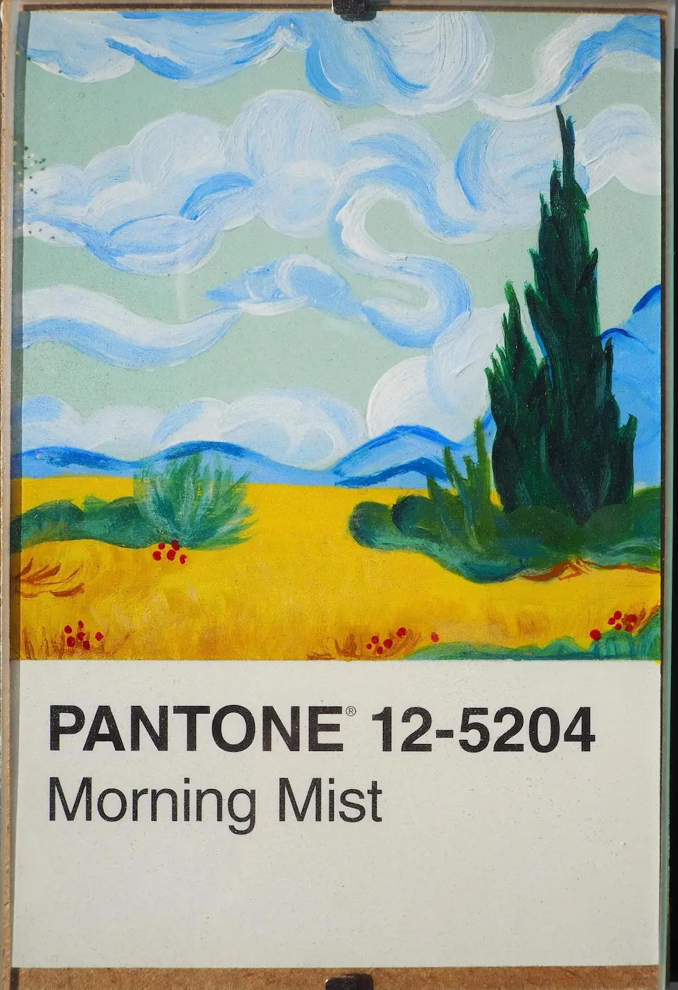 Peinture acrylique sur carte couleur Pantone 12-5204